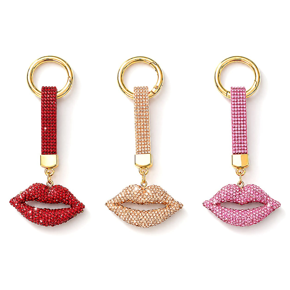 Livmore Pink, Gold and Purple Floral 3pcs Set Crystal Keyring