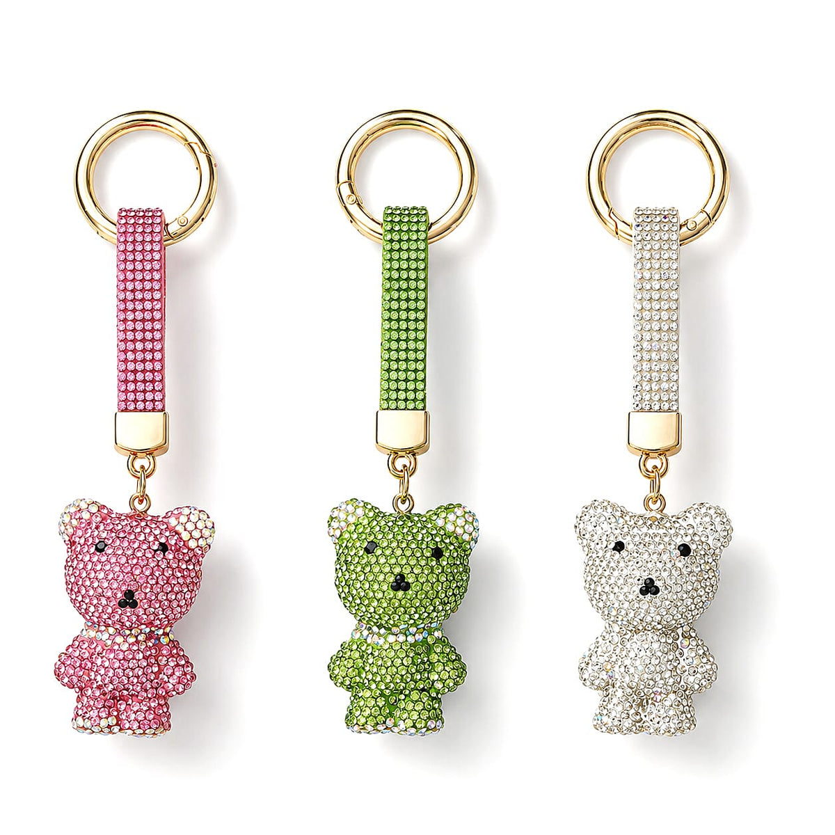Livmore Pink, Gold and Purple Floral 3pcs Set Crystal Keyring