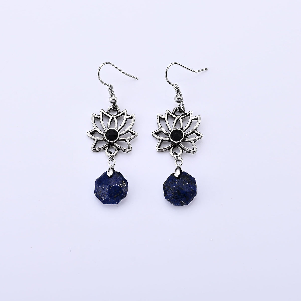 Opalite and Glass Earrings in Silvertone 15.00 ctw