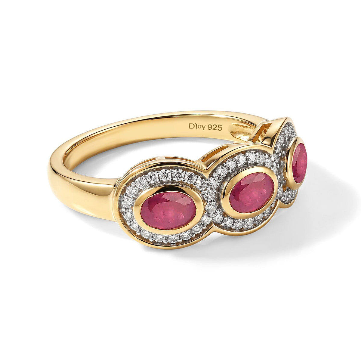 D'Joy Premium Niassa Ruby (FF), Moissanite Ring in 18K Vermeil YG Over Sterling Silver (Size 10.0) 1.35 ctw