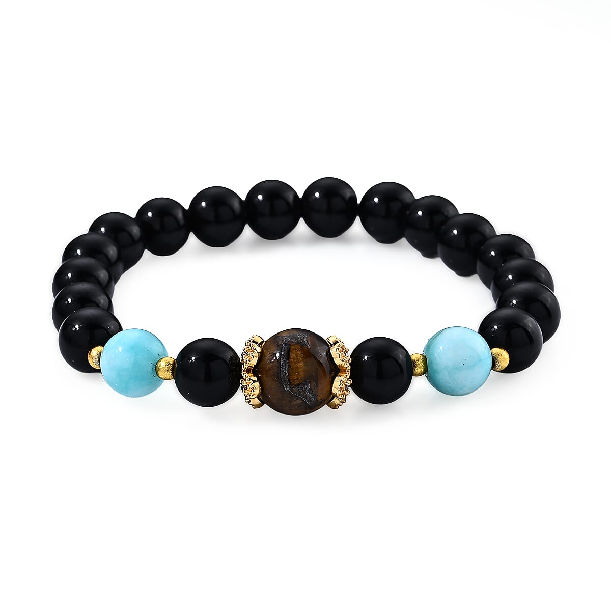 Tigers Eye, Multi Gemstone Bracelet in Goldtone (6.00-6.50In) 75.00 ctw