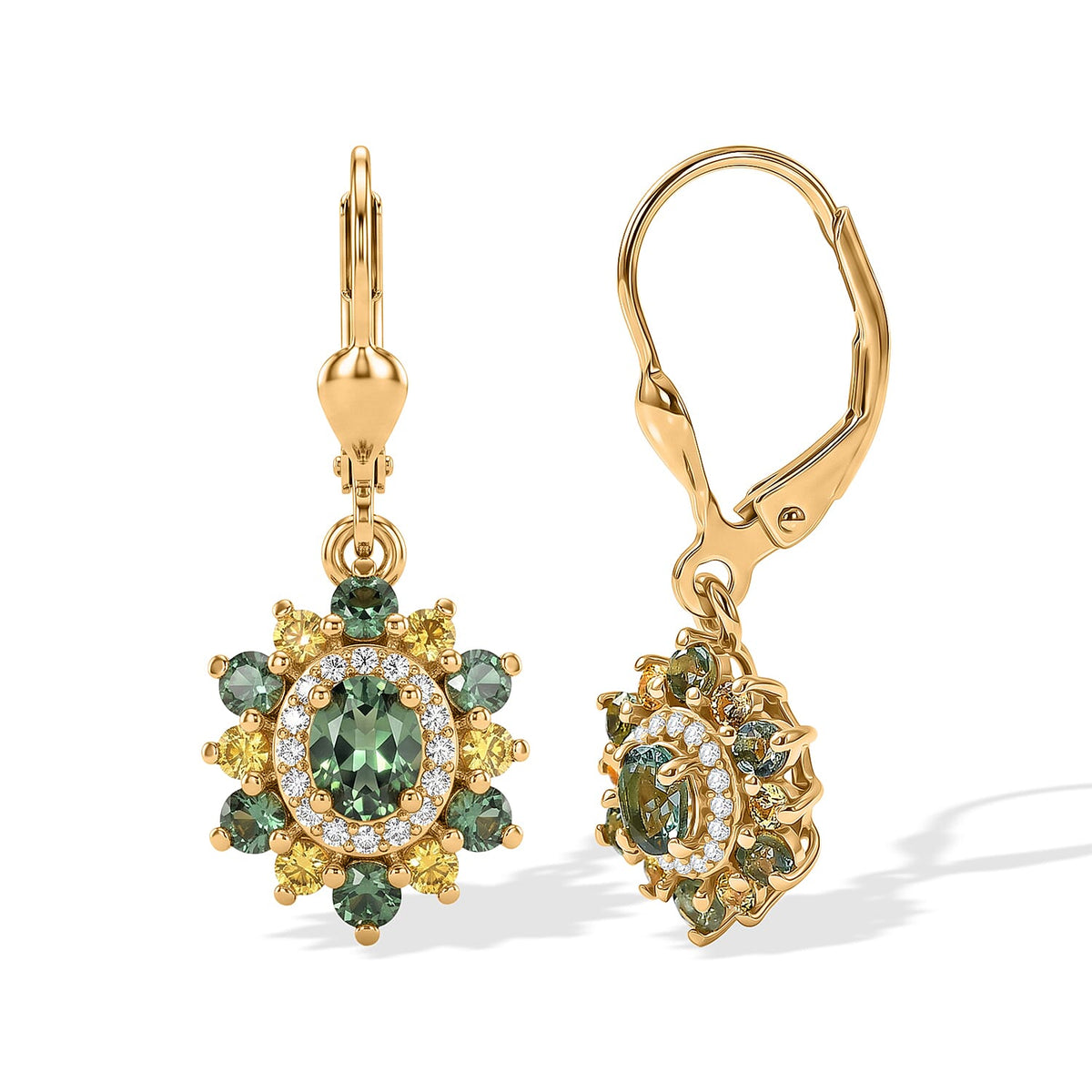 D''Joy Premium Tanzanian Natural Green Apatite, Multi Gemstone Earrings in 18K Vermeil YG Over Sterling Silver 1.25 ctw