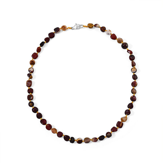Mookite 150.00 ctw Beaded Cord Necklace in Stainless Steel 20 Inches