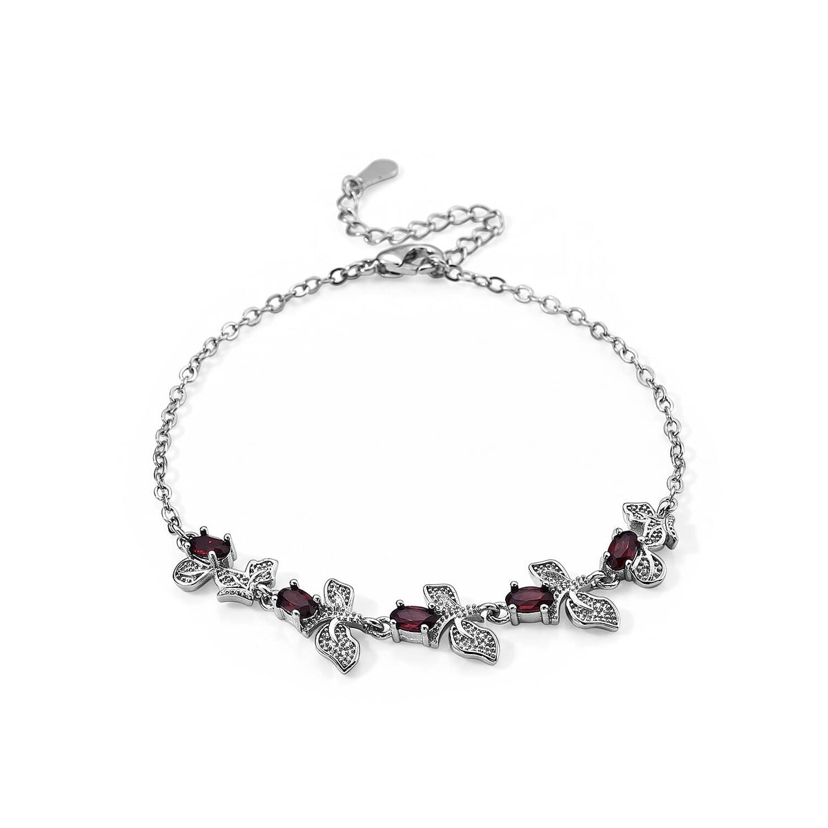 Mozambique Garnet 5.00 ctw Beaded Bracelet in Silvertone Adjustable