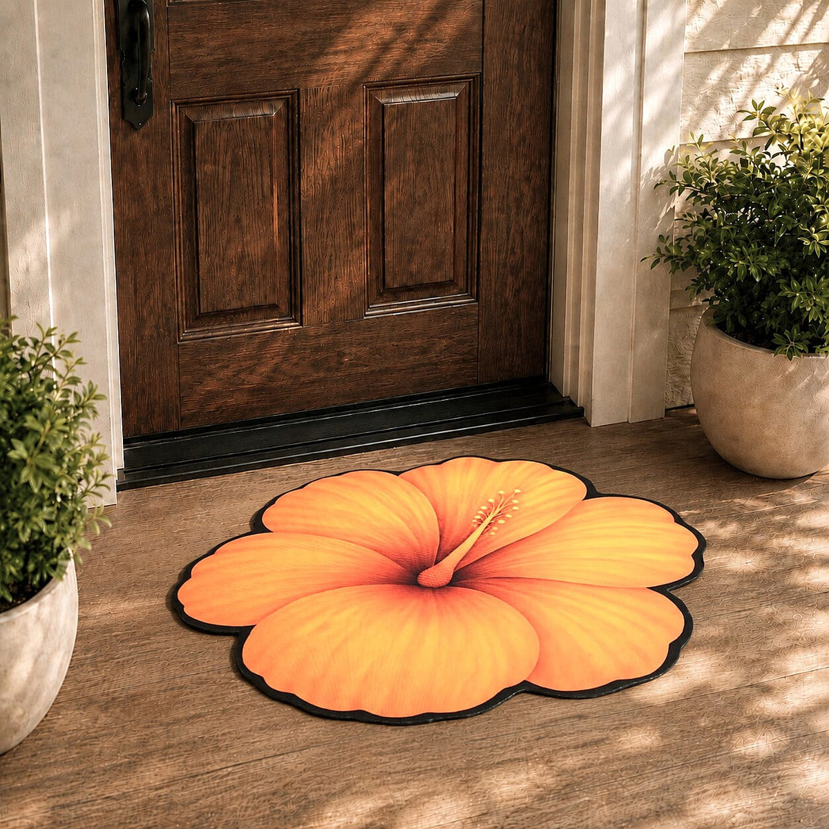 Livmore Yellow Flower Shape Rubber Indoor Mat