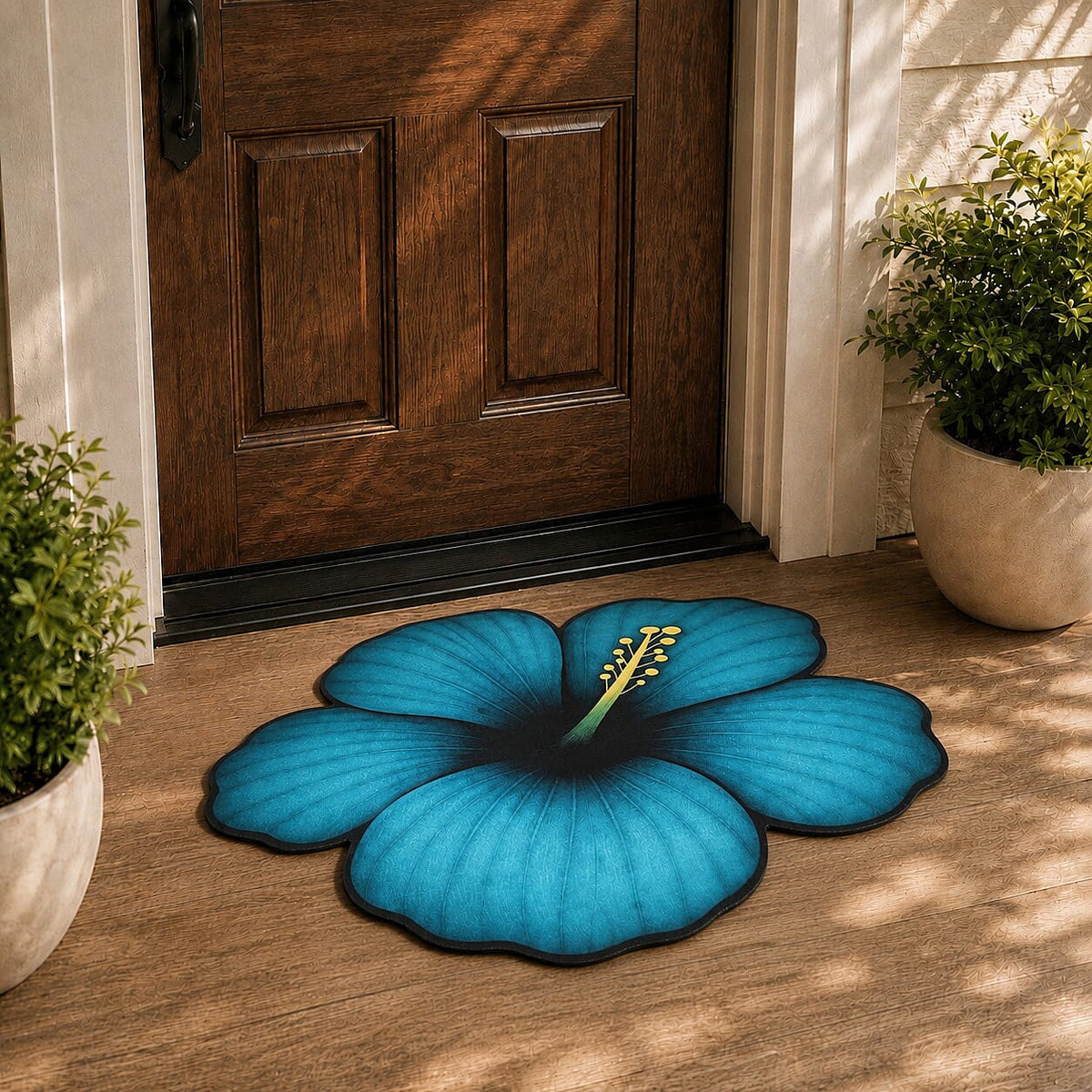 Livmore Yellow Flower Shape Rubber Indoor Mat
