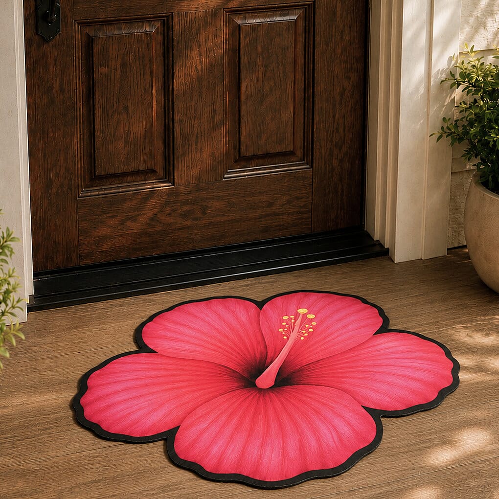Livmore Yellow Flower Shape Rubber Indoor Mat
