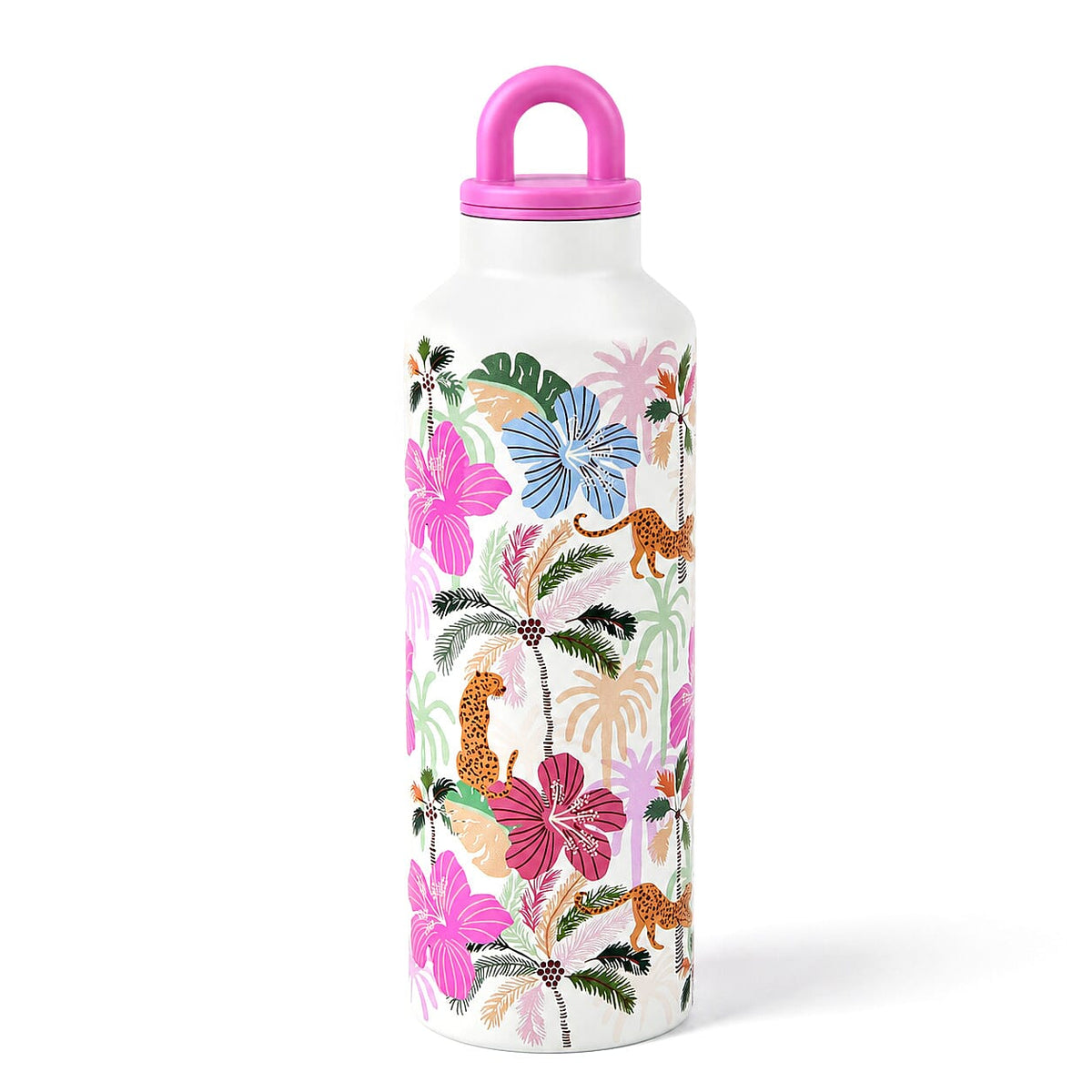 Flower Printed Stainless Steel 500ml Water Bottle with Plastic Lid