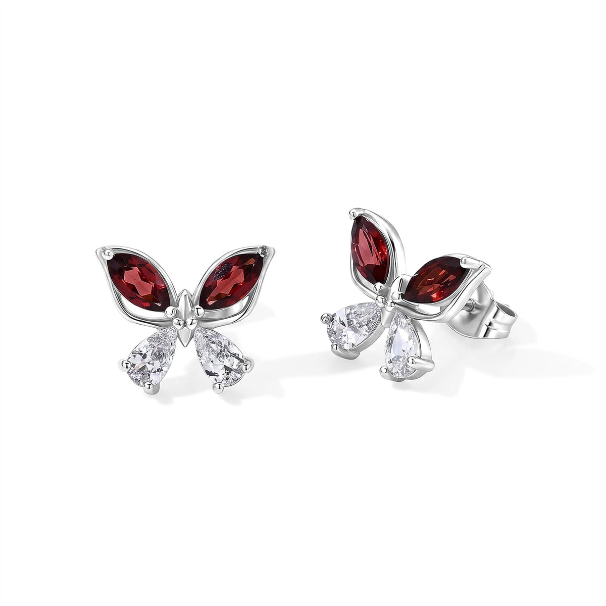 Mozambique Garnet and Simulated Diamond 12.00 ctw Beaded Earrings in Silvertone