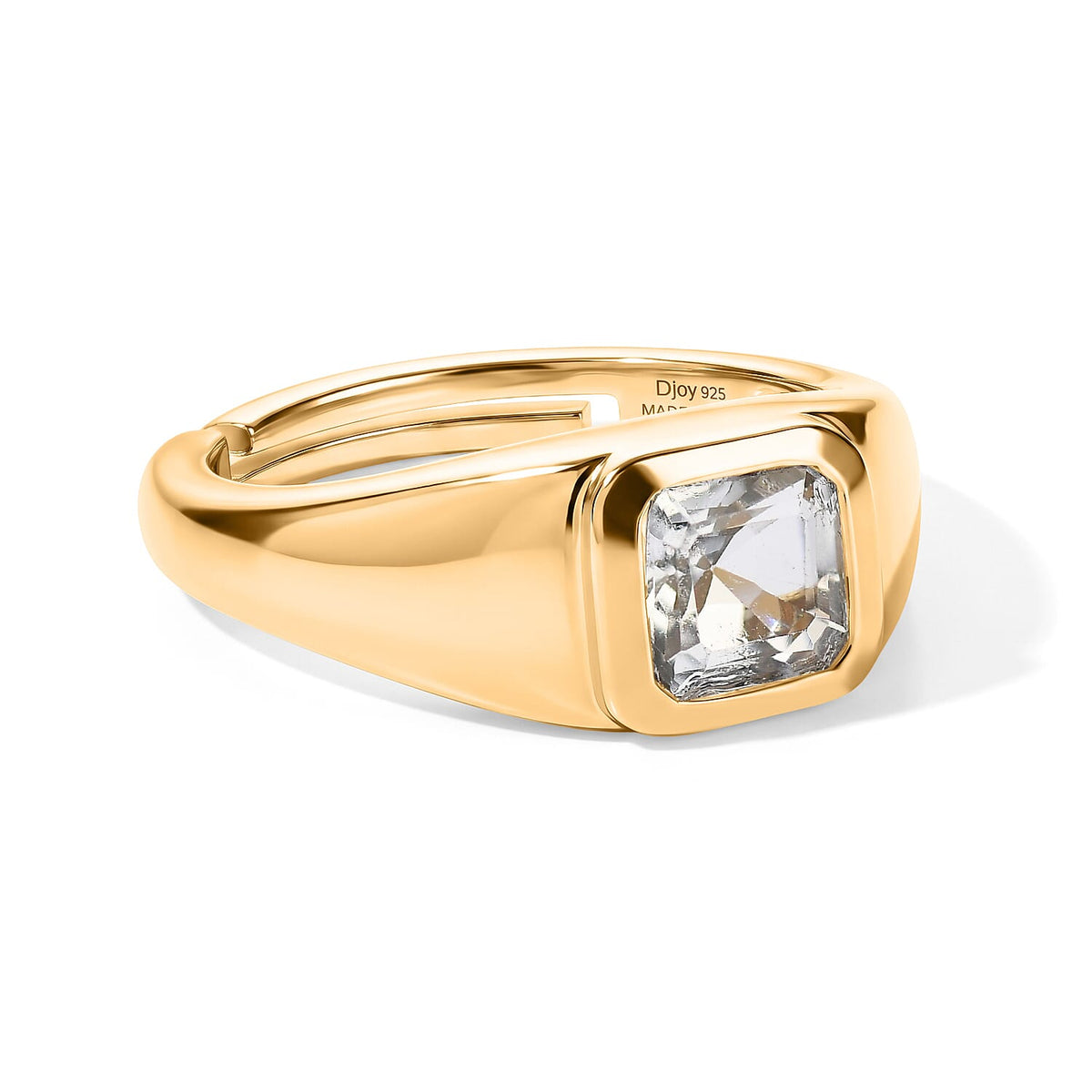 D''Joy Asscher Cut White Topaz Ring in 14K YG Over Sterling Silver (Size 4.0) 1.35 ctw