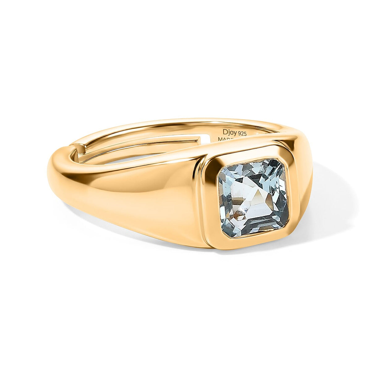 D''Joy Asscher Cut White Topaz Ring in 14K YG Over Sterling Silver (Size 4.0) 1.35 ctw