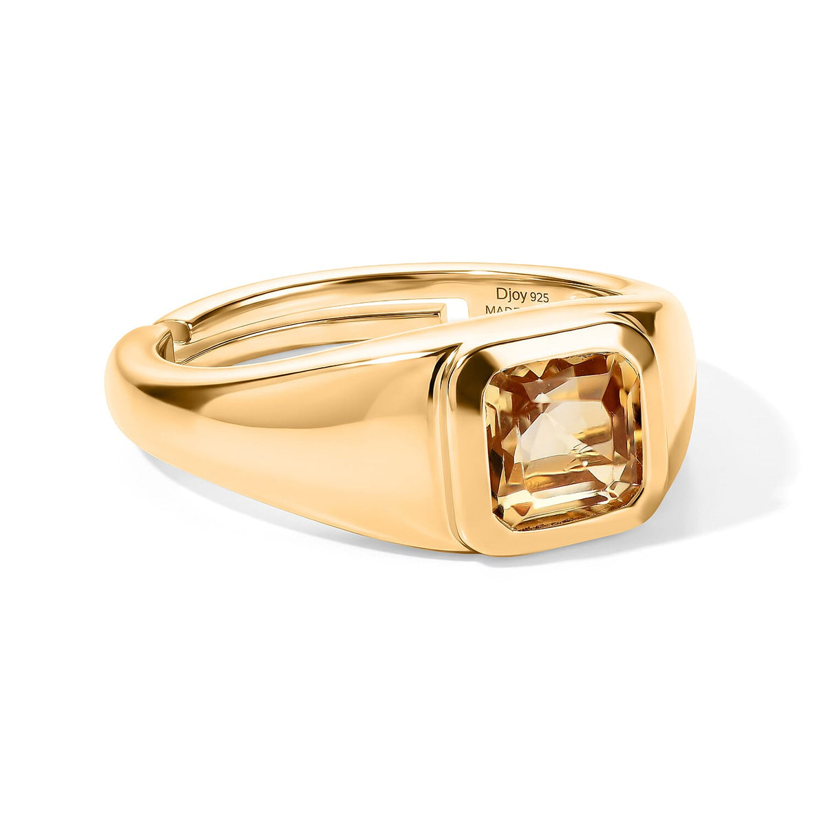 D''Joy Asscher Cut White Topaz Ring in 14K YG Over Sterling Silver (Size 4.0) 1.35 ctw