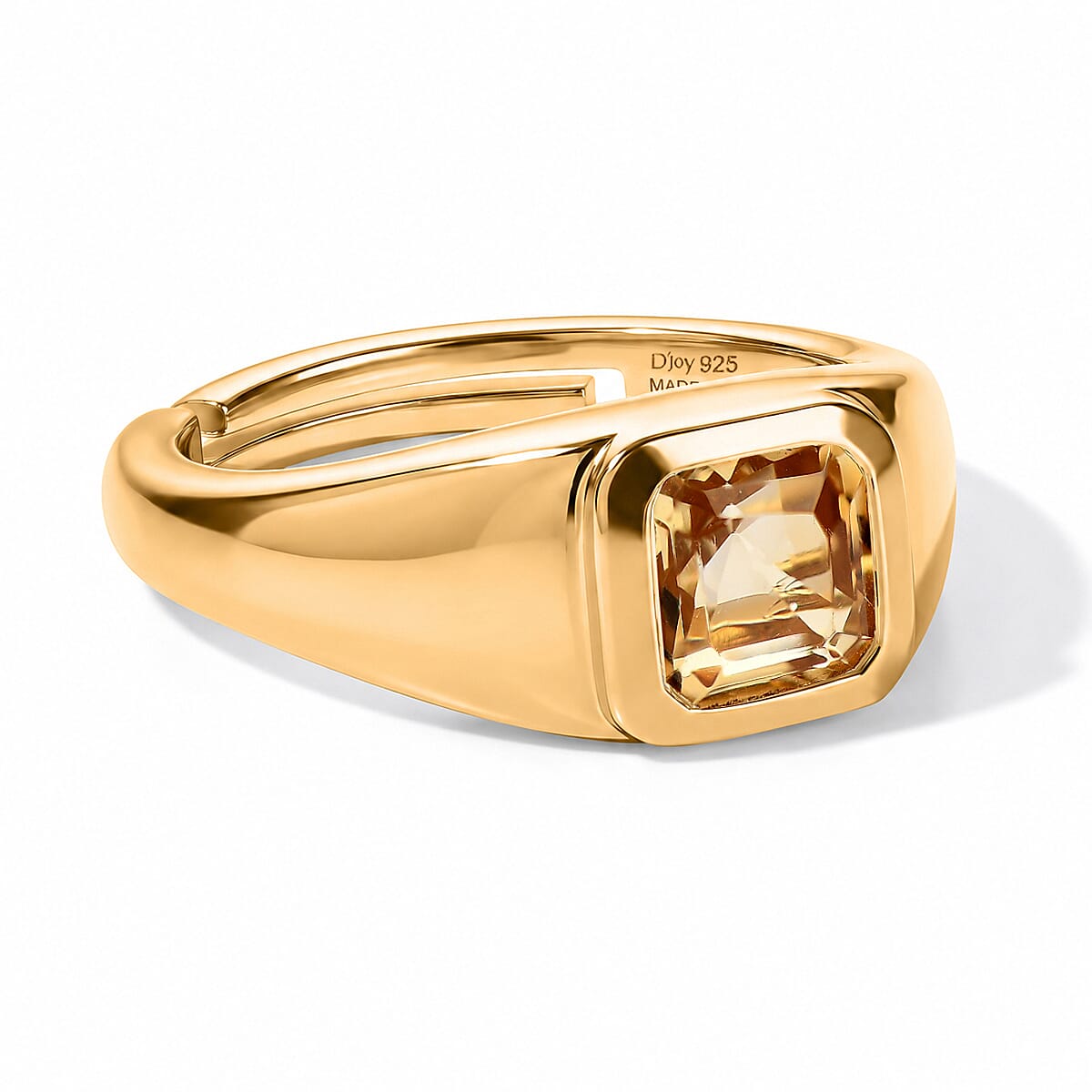 D''Joy Asscher Cut White Topaz Ring in 14K YG Over Sterling Silver (Size 4.0) 1.35 ctw