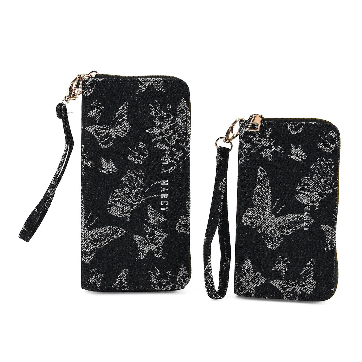 La Marey Dark Blue Set of 2 Denim RFID Wallet with TPU Logo