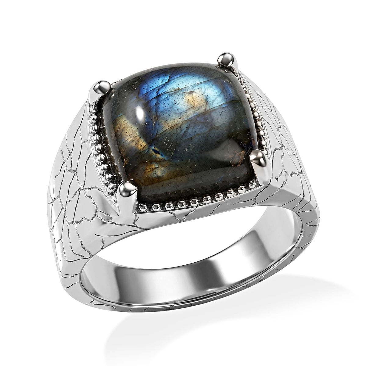 EverTrue Mojave Purple Turquoise 7.80 ctw Men''s Ring in Stainless Steel (Size 10.0)