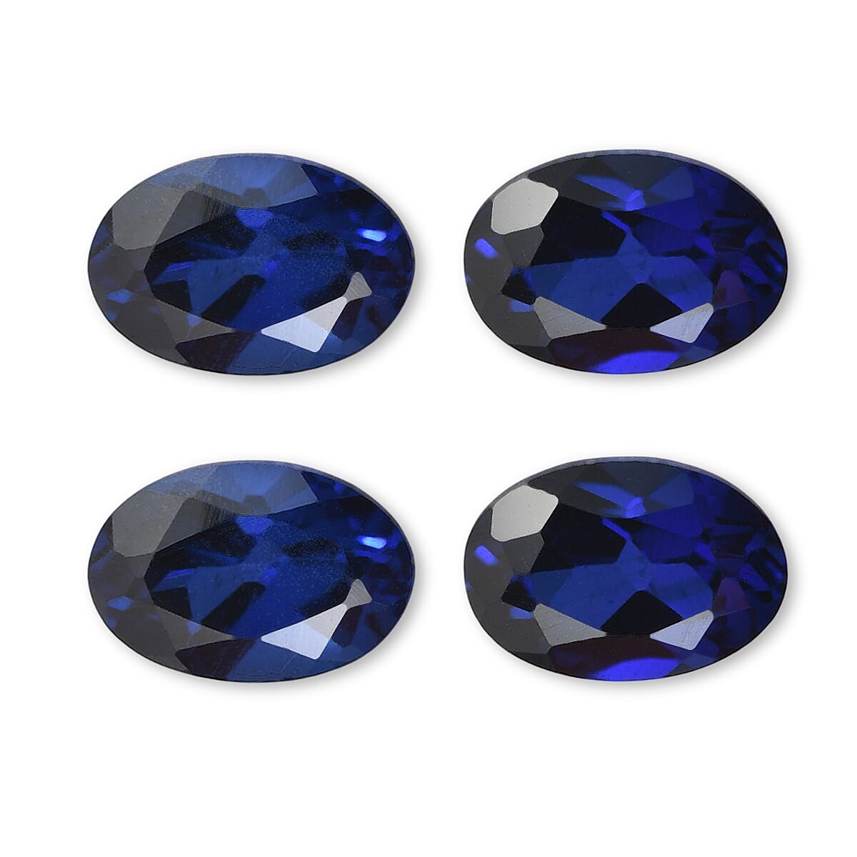 Lab Created Blue Sapphire Set of 4 (Ovl 6x4 mm) 2.28 ctw