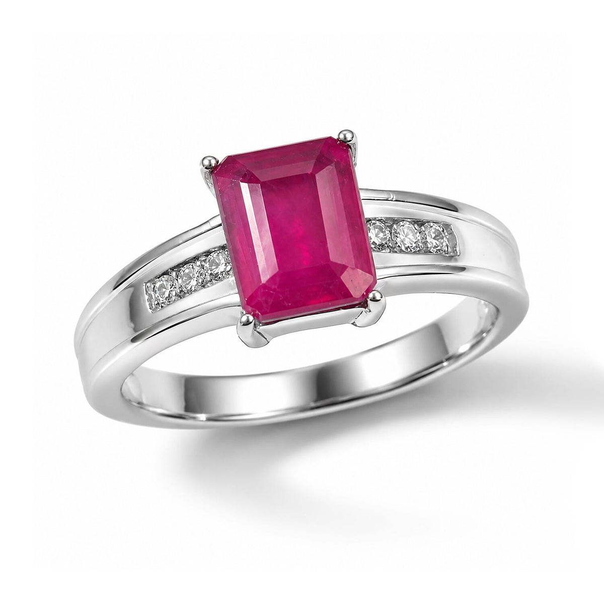 EverTrue Niassa Ruby (FF) and Moissanite 2.50 ctw Ring in Stainless Steel (Size 10)