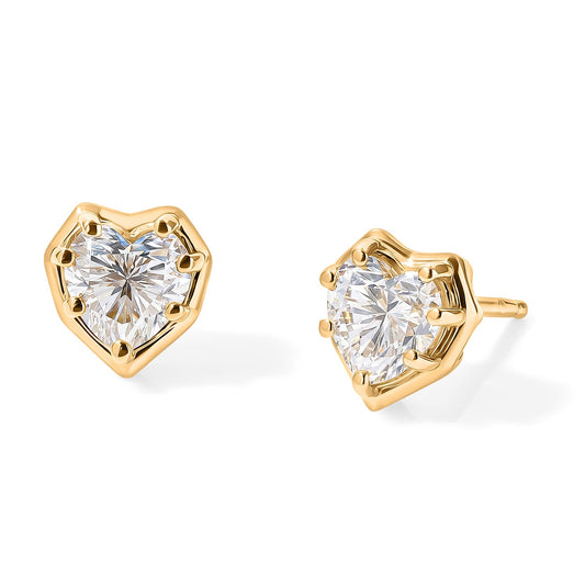 D''Joy Moissanite (Hrt 6mm) Earrings in 18K Vermeil YG Over Sterling Silver 1.65 ctw