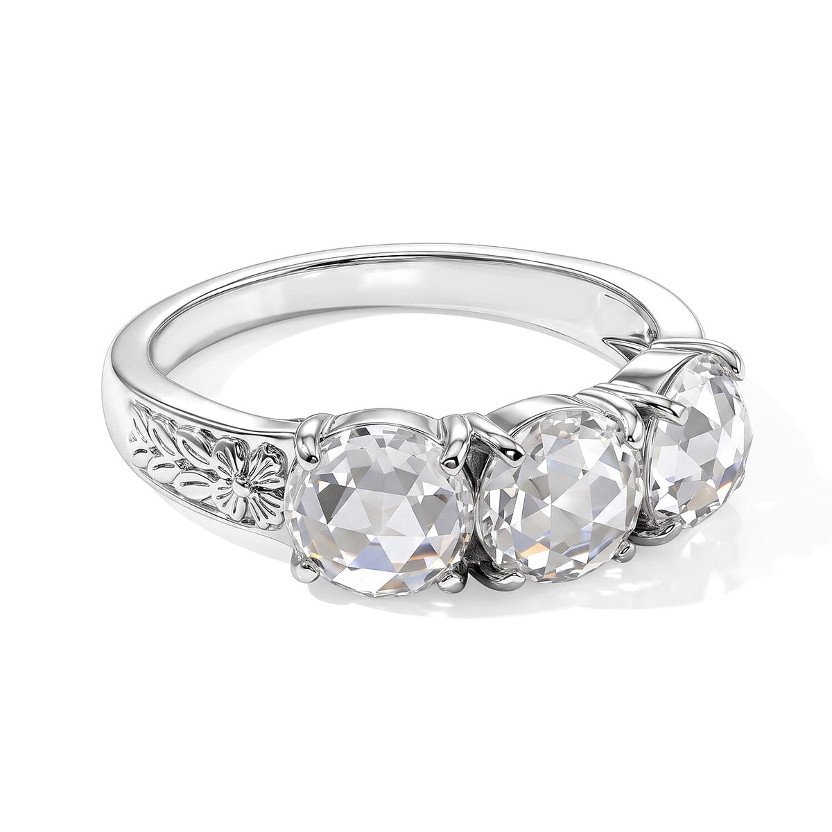 EverTrue Simulated Diamond 3 Stone Ring in Stainless Steel (Size 10.0)