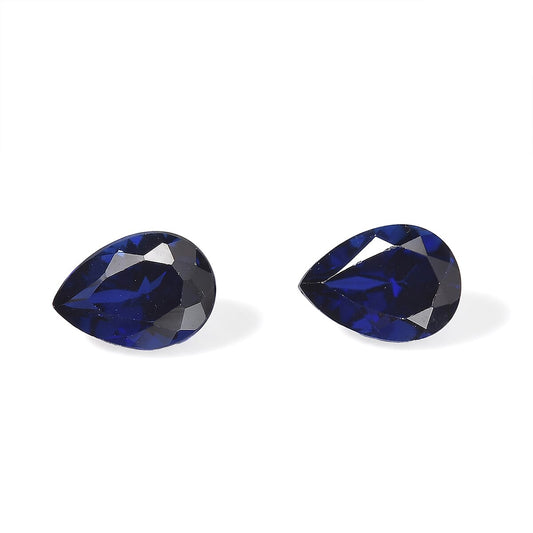 Lab Created Blue Sapphire Set of 2 (Pear 7x5 mm) 1.60 ctw