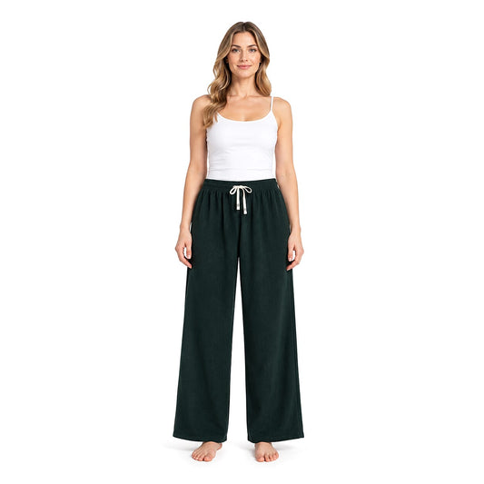 La Marey Black with Lining Wide Leg Pajama Pants - One Size Fits Most