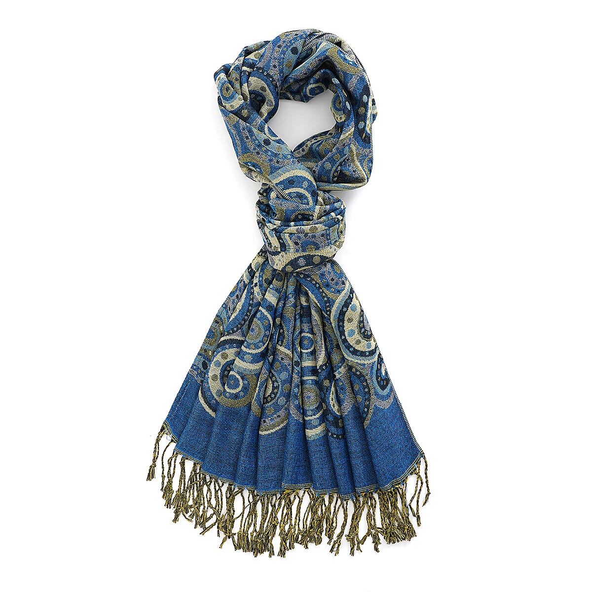 La Marey Blue Jacquard Scarf