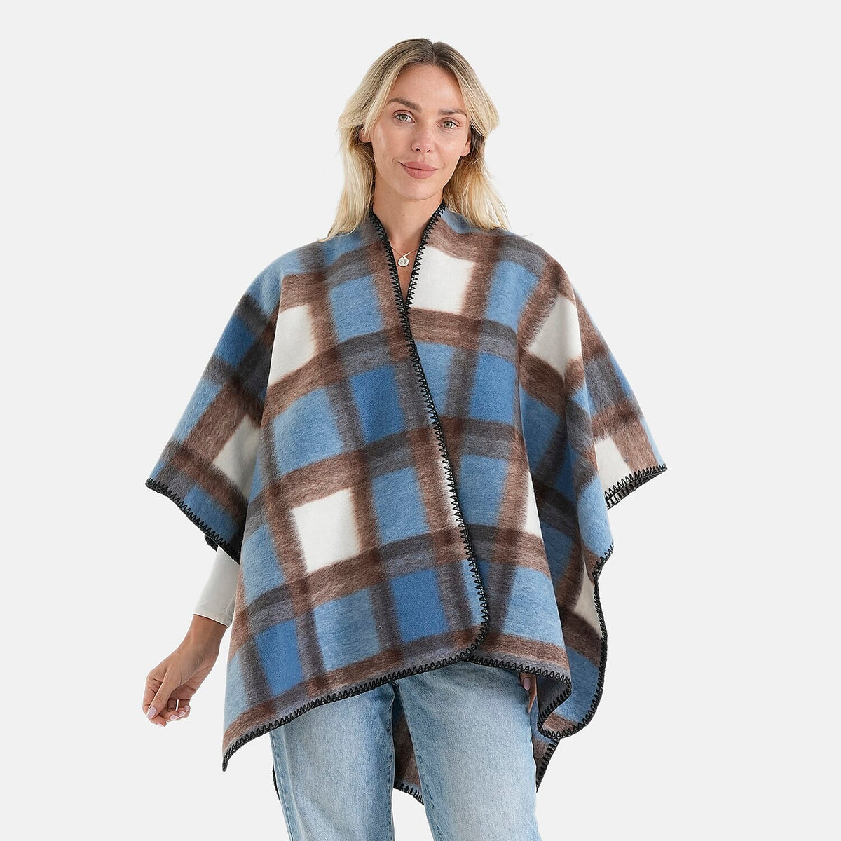 Closeout Black and White Checkered Pattern Shawl - One Size Fits Most