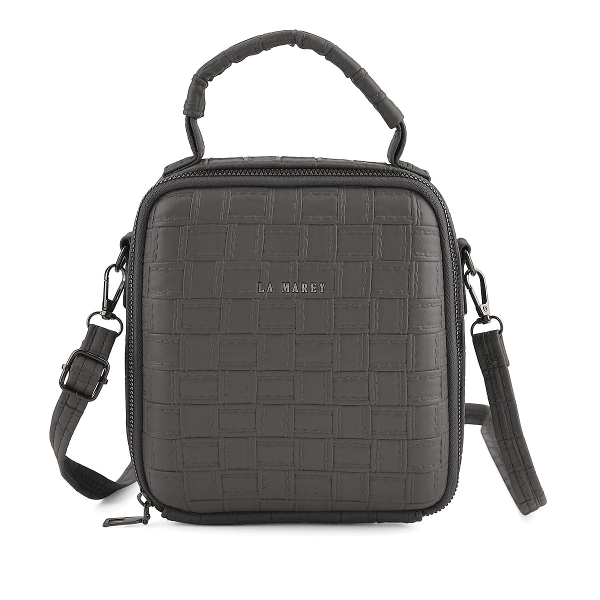 La Marey Black Embossed Crossbody Bag