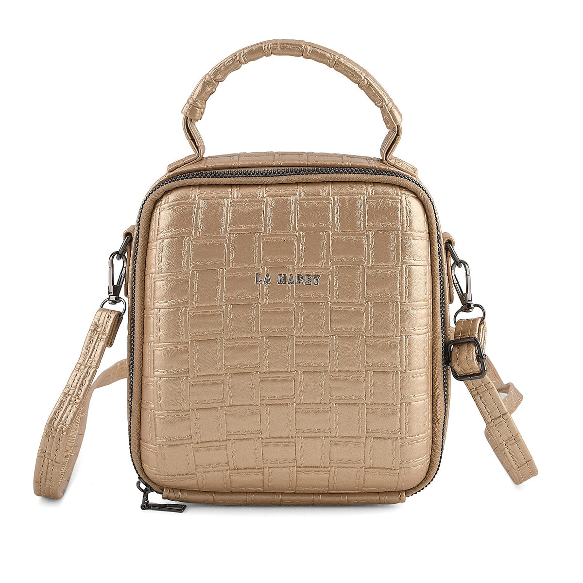 La Marey Black Embossed Crossbody Bag
