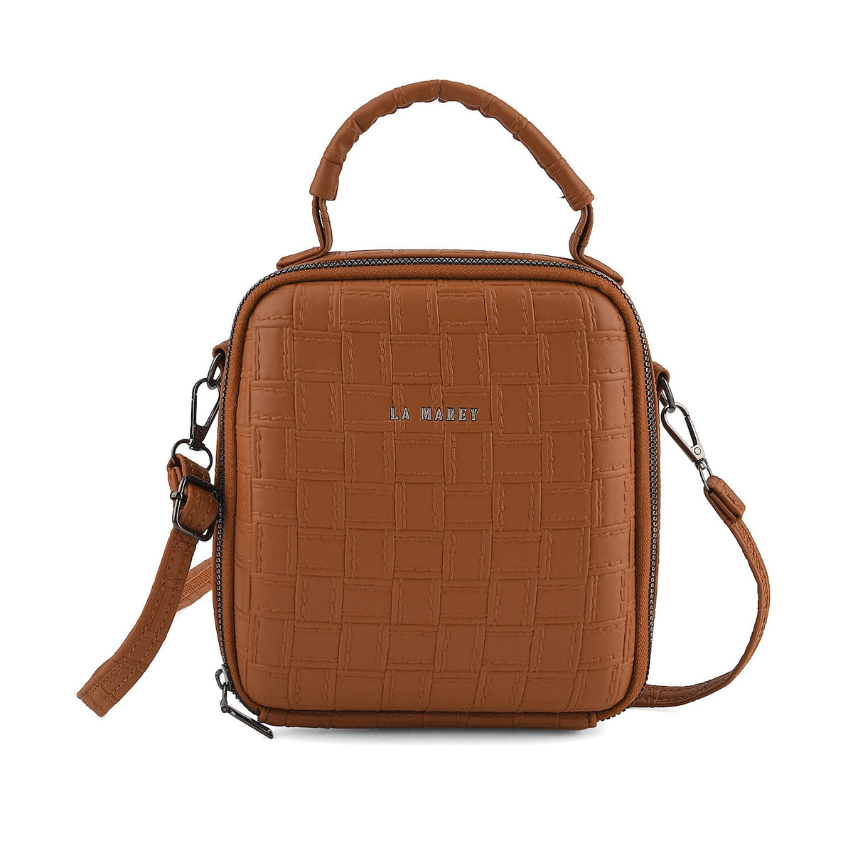 La Marey Black Embossed Crossbody Bag