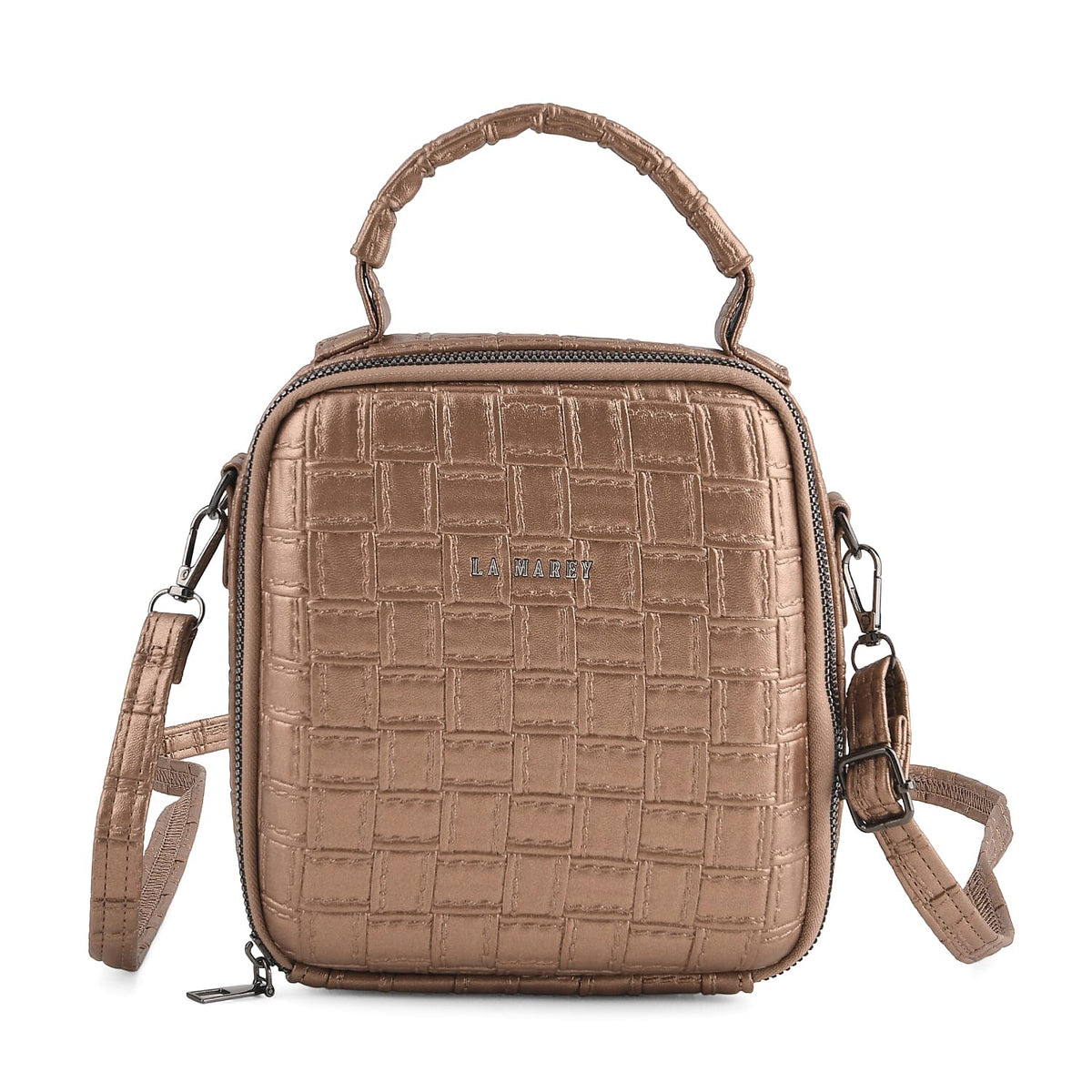 La Marey Black Embossed Crossbody Bag