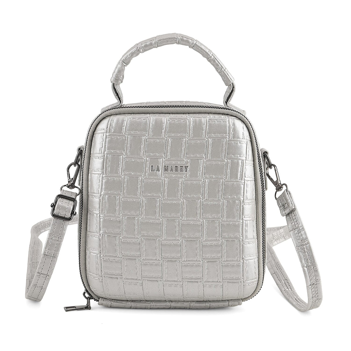 La Marey Black Embossed Crossbody Bag