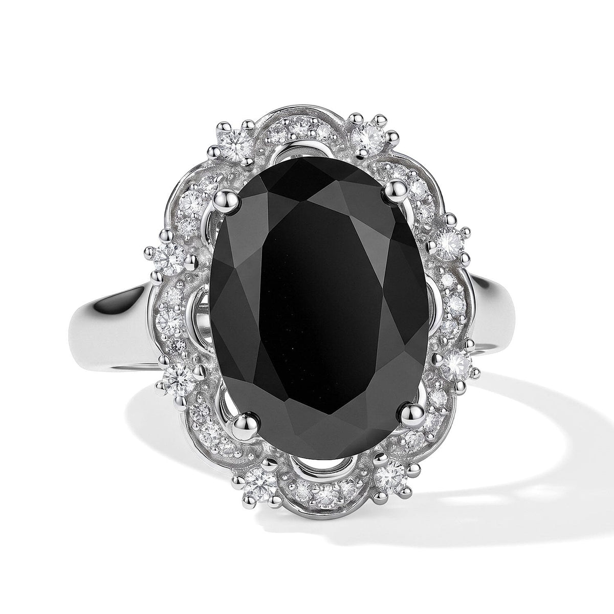 EverTrue Thai Black Spinel, Moissanite Ring in Platinum Bond (Size 10.0) 7.65 ctw