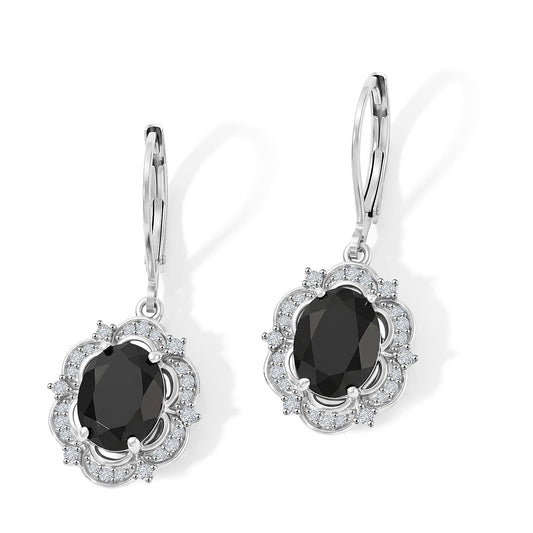 EverTrue Thai Black Spinel and Moissanite 5.00 ctw Lever Back Earrings in Platinum Bond