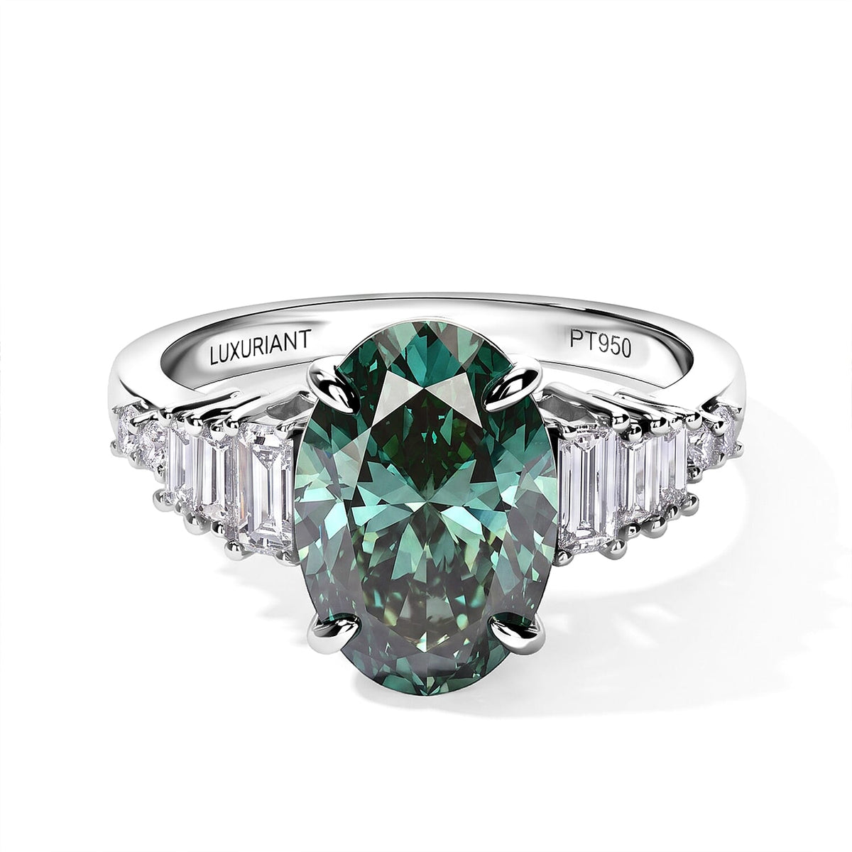 SGL Certified 950 Platinum Luxuriant Lab Grown Green Diamond (IR), Lab Grown Diamond (G, VS) Solitaire Ring (Size 6.0) (5.40 g) 3.50 ctw