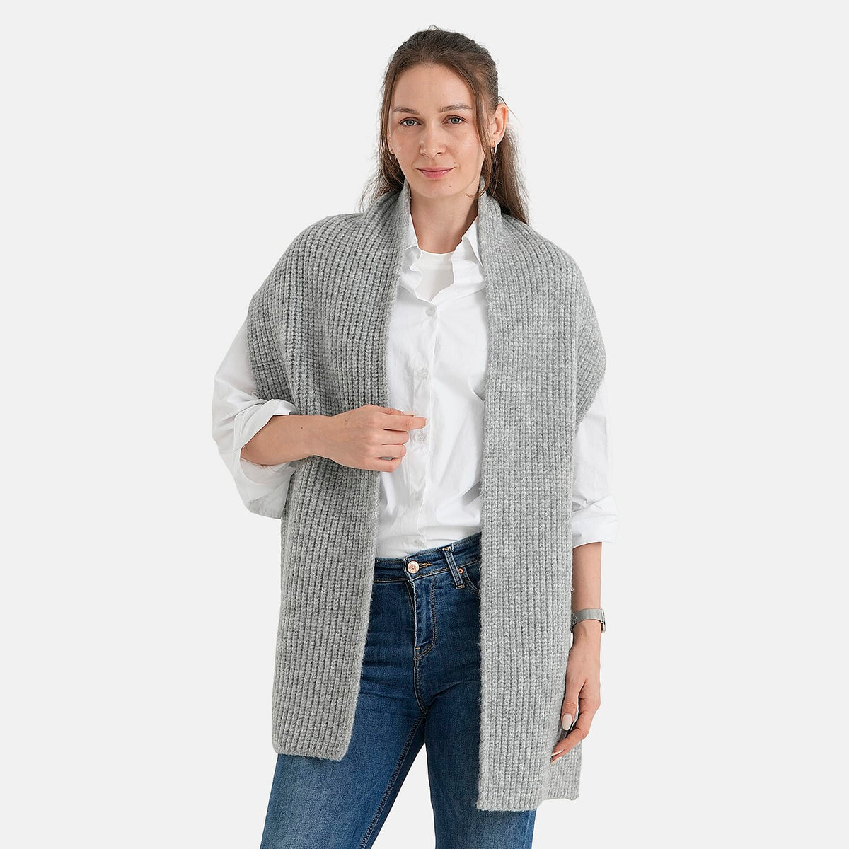 Gray Solid Colored Scarf