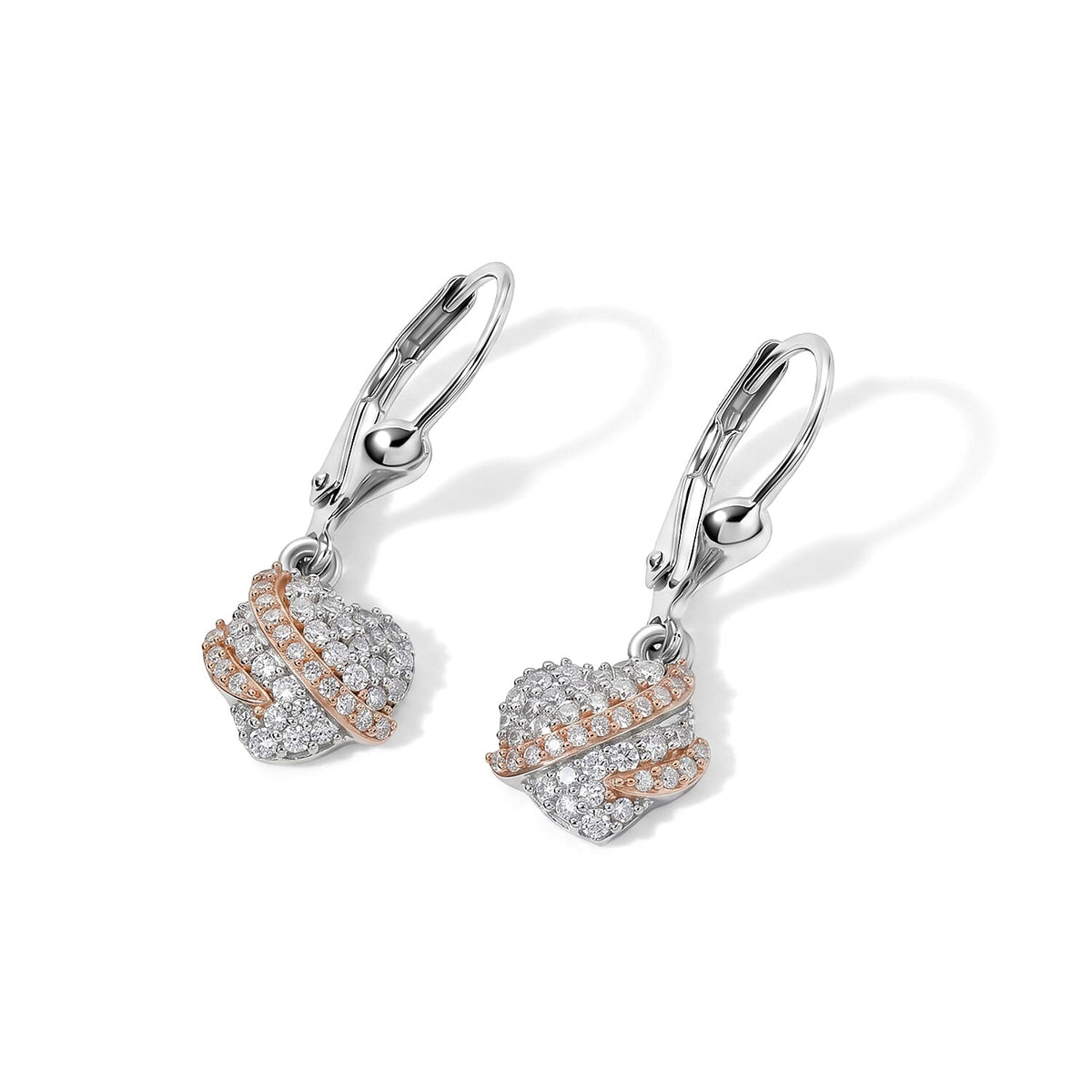 D''Joy Lab Grown Diamond (I2-I3) Fancy Earrings in 18K Vermeil RG and Rhodium Over Sterling Silver 0.50 ctw