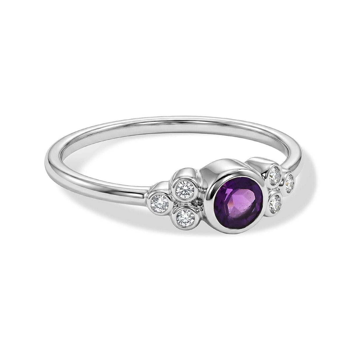 Amethyst and Simulated Diamond 0.40 ctw Ring in Sterling Silver (Size 7.0)