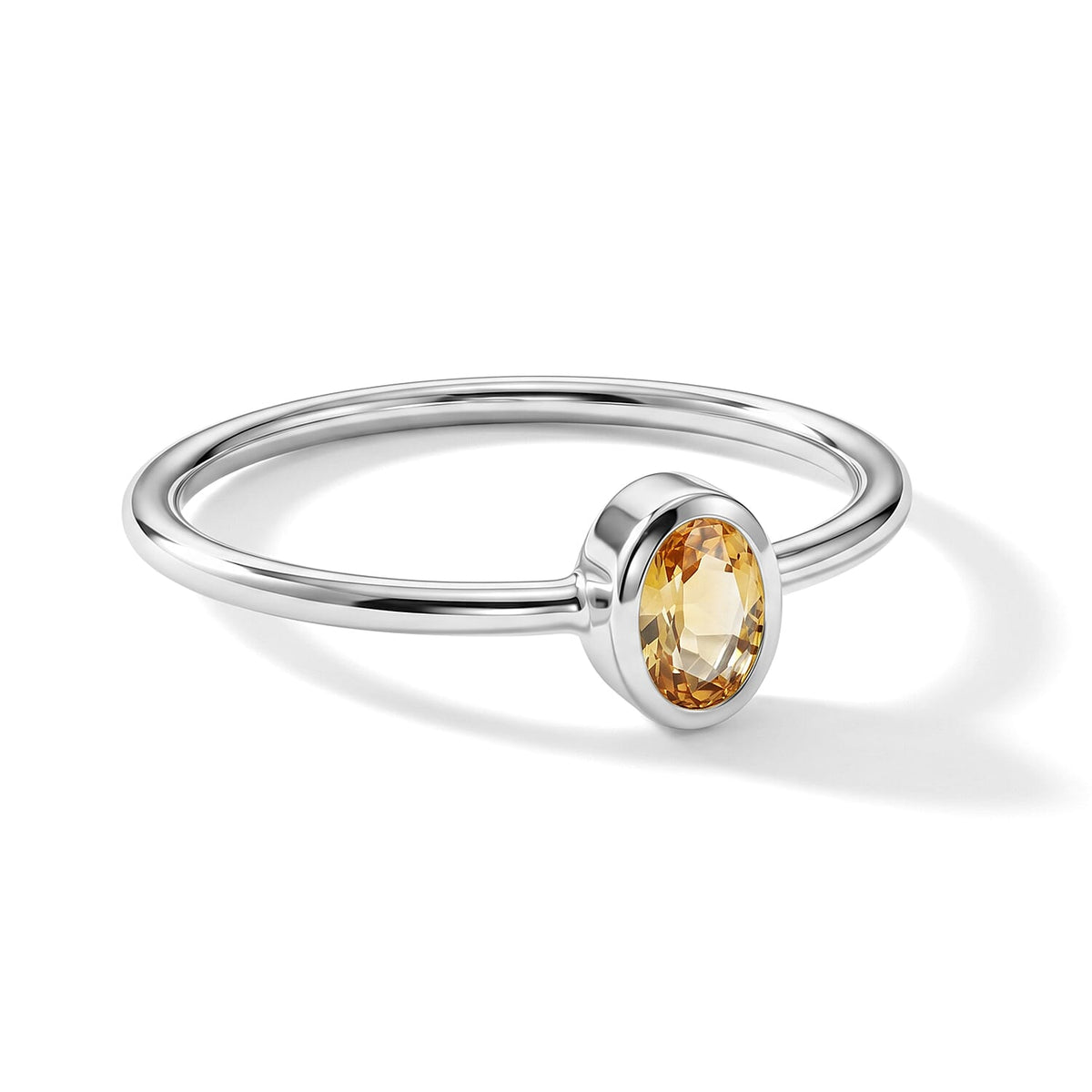 Citrine 0.12 ctw Oval Solitaire Ring Sterling Silver (Size 8.0)