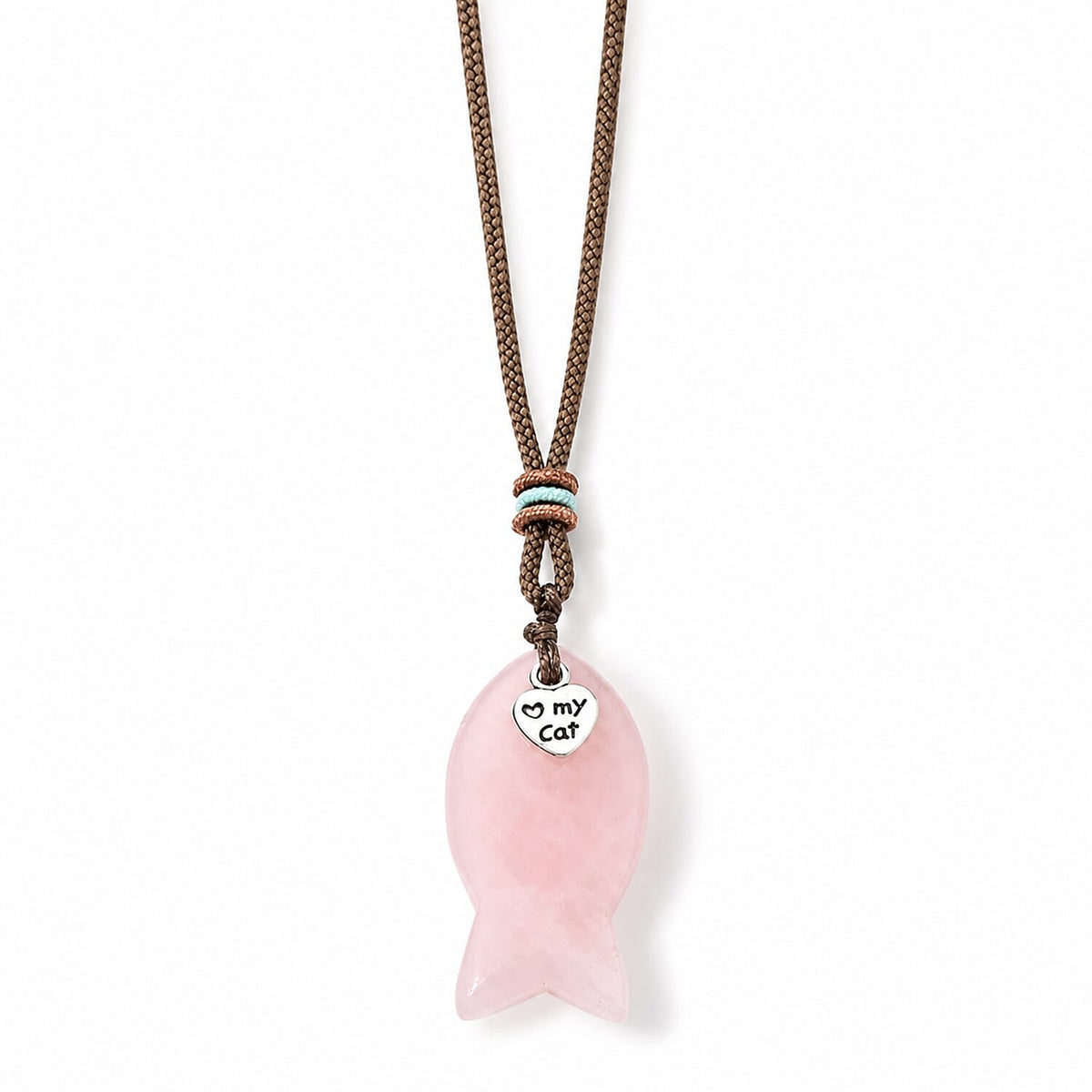 Rhodonite 45.00 ctw Fish Pendant in Silvertone with Cord Necklace 24 Inches