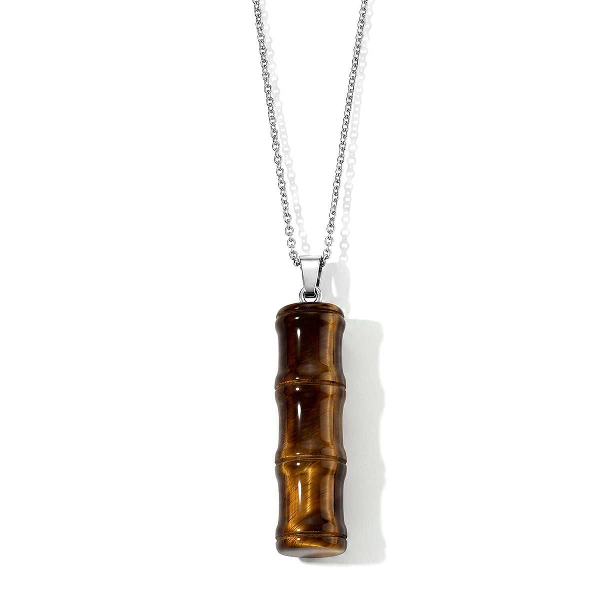 Lapis Lazuli 45.00 ctw Cylinder Pendant in Silvertone with Stainless Steel Necklace 20 Inches