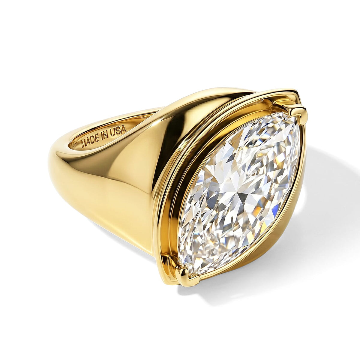 D'Joy Moissanite (Mrq 16x8mm) Ring in 18K Vermeil YG Over Sterling Silver (Size 10.0) 4.00 ctw  8677549