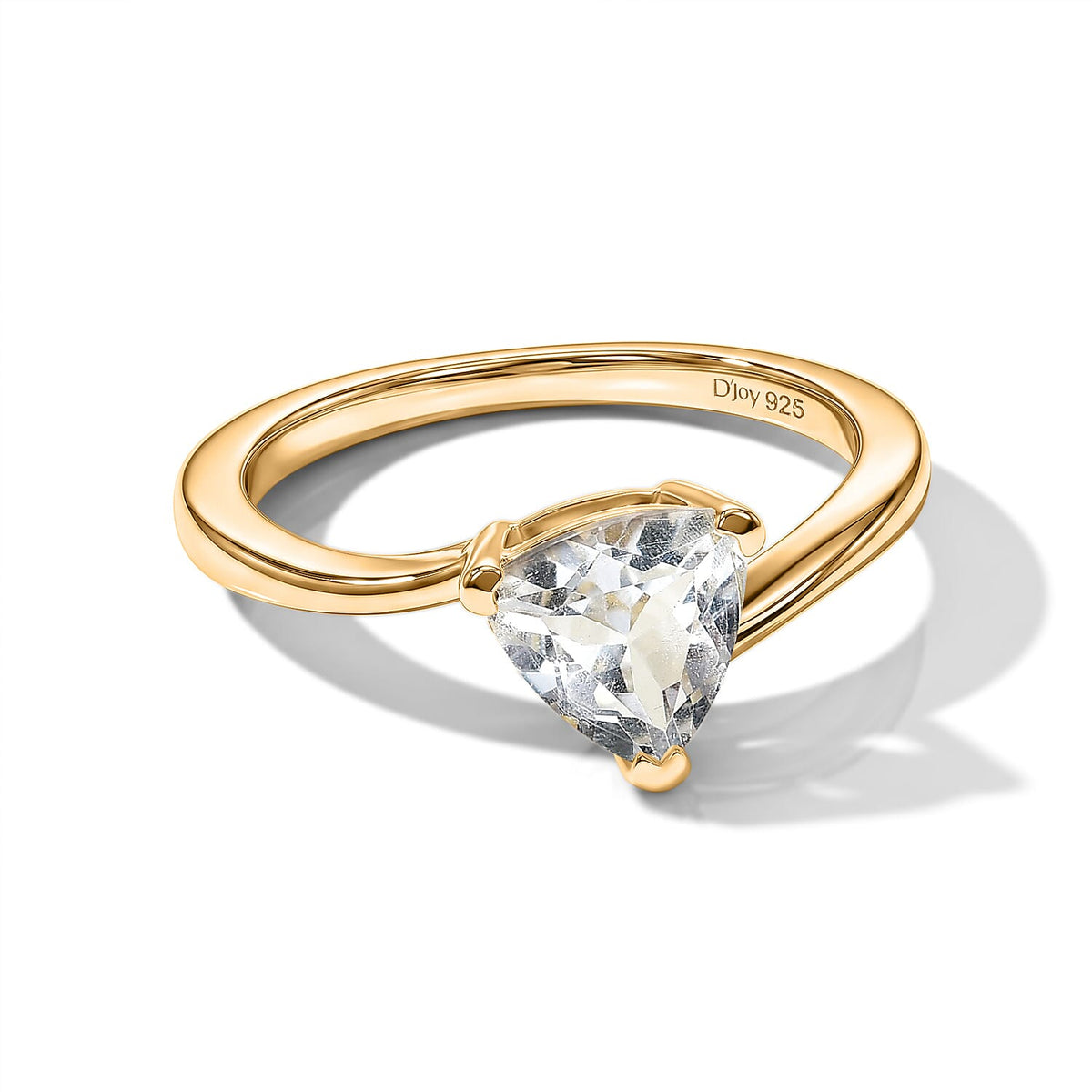 D'Joy White Topaz Solitaire Ring in 18K YG Over Sterling Silver (Size 10.0) 1.40 ctw