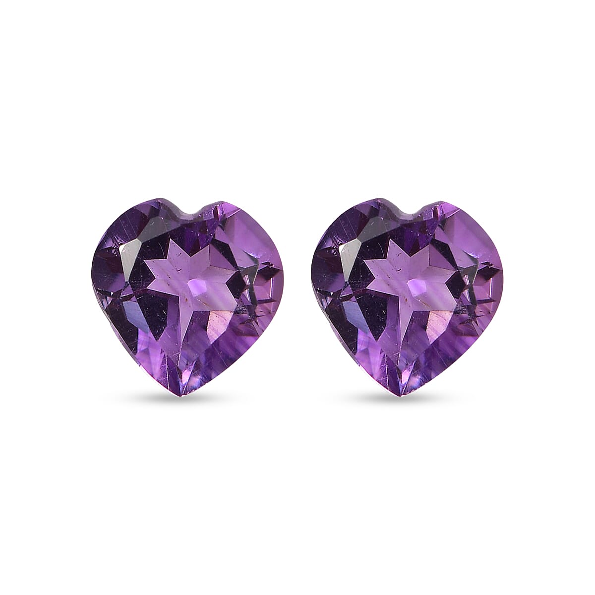 Bolivian Amethyst Set of 2 (Hrt 8 mm) 2.30 ctw