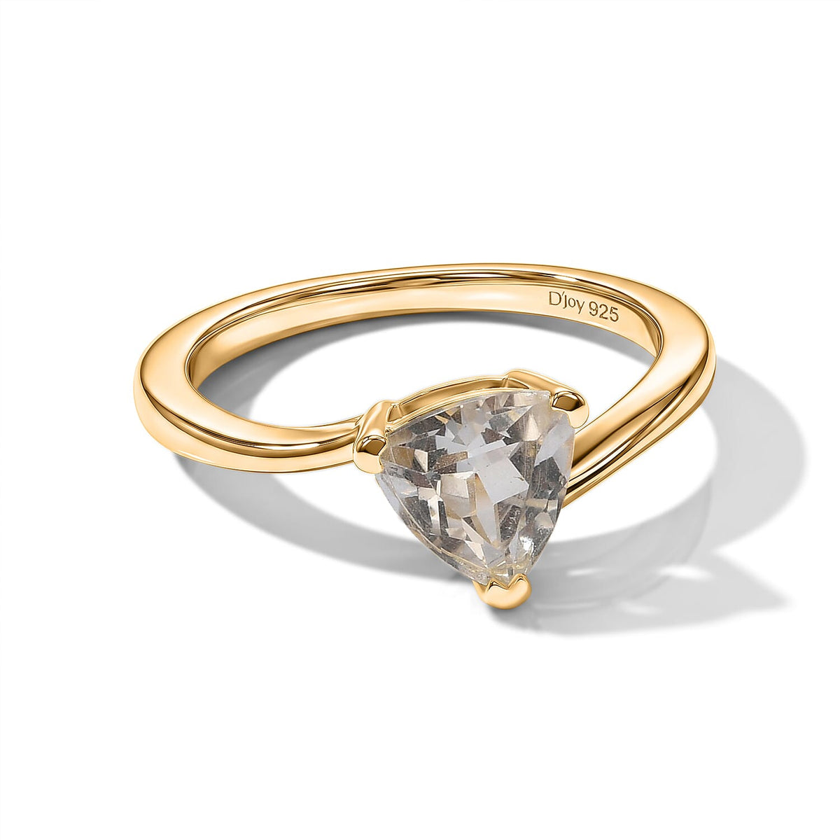 D'Joy White Topaz Solitaire Ring in 18K YG Over Sterling Silver (Size 10.0) 1.40 ctw