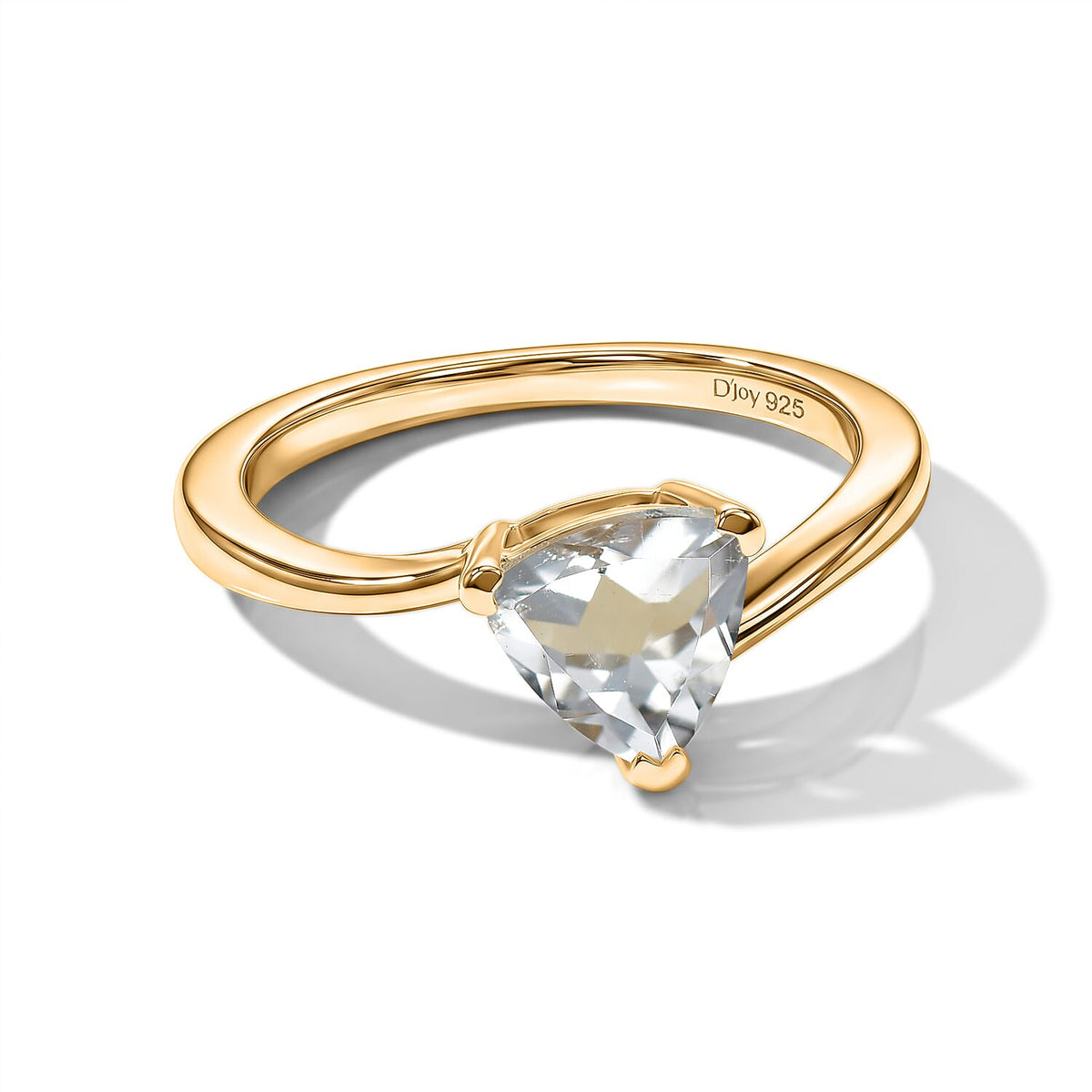 D'Joy White Topaz Solitaire Ring in 18K YG Over Sterling Silver (Size 10.0) 1.40 ctw