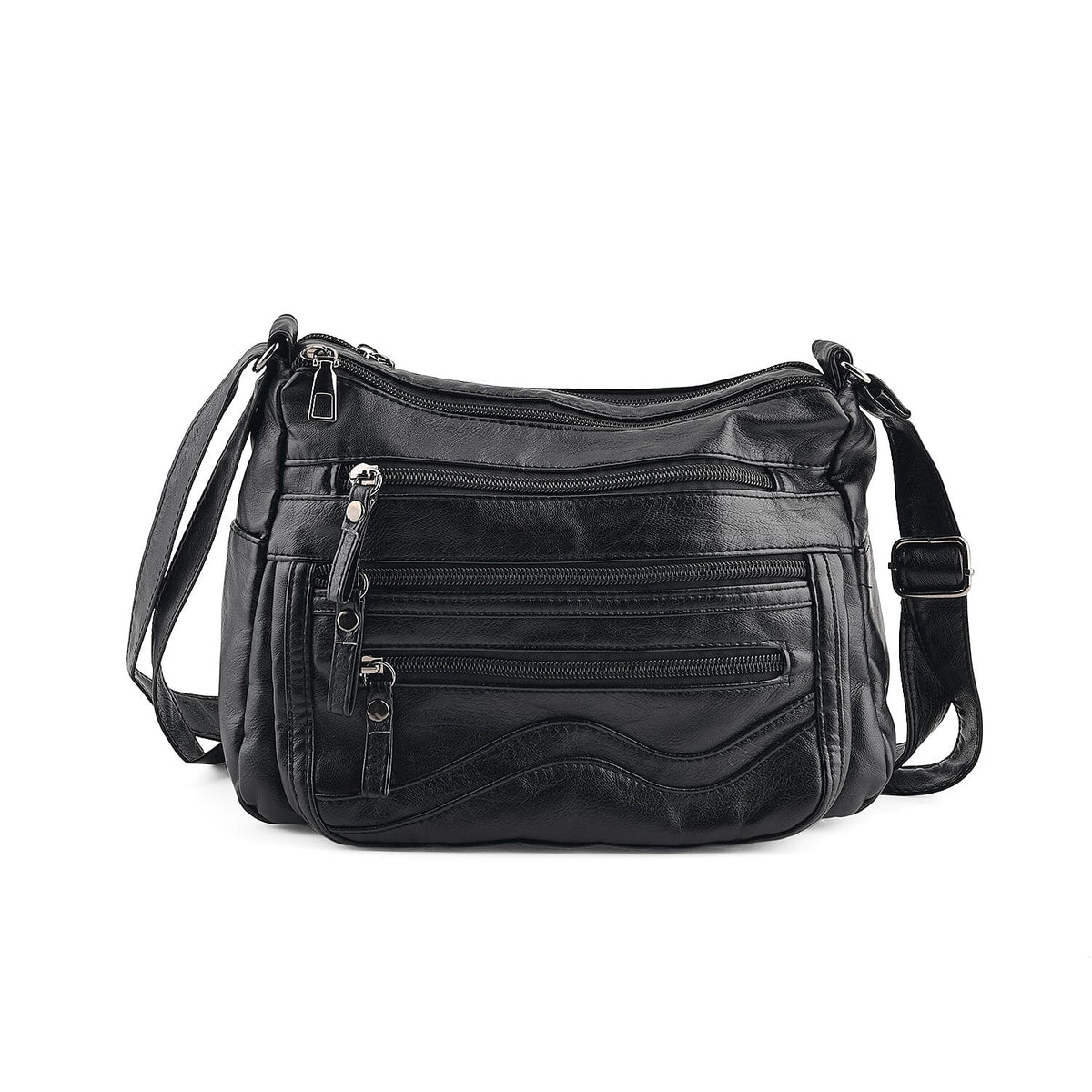 La Marey Black Faux Leather Crossbody Bag and Scarf Set