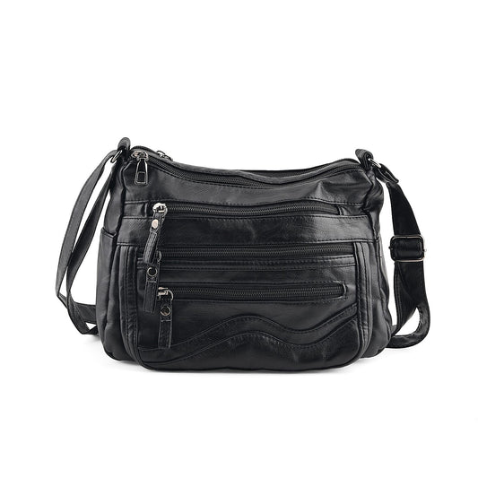 La Marey Black Faux Leather Crossbody Bag and Scarf Set