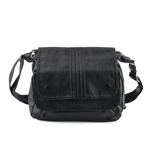 La Marey Black Faux Leather Crossbody Bag