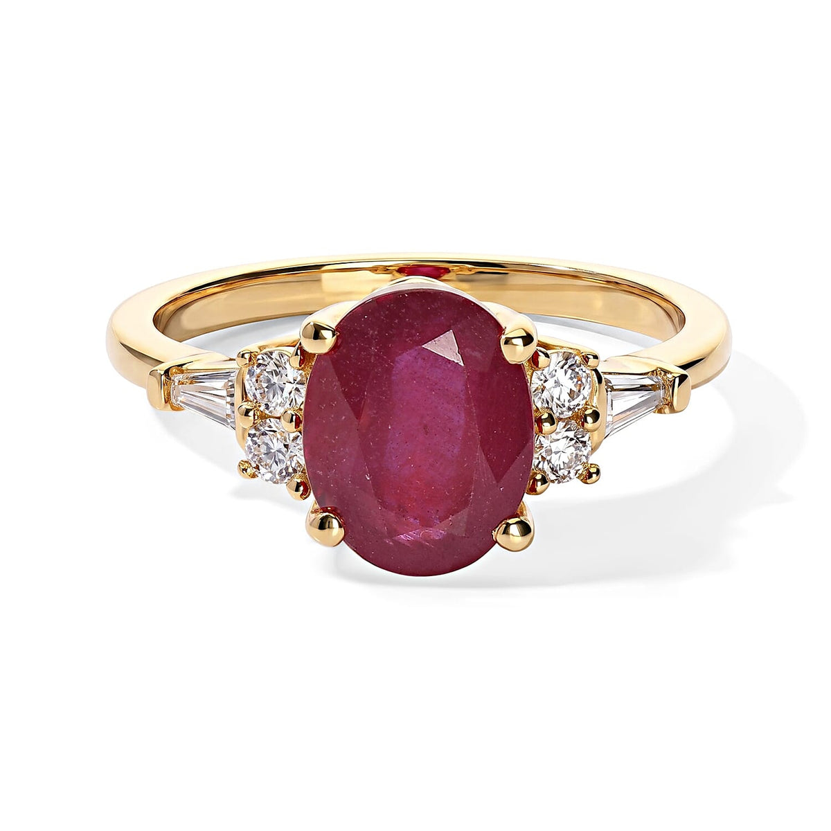 EverTrue Niassa Ruby (FF) and Moissanite 3.00 ctw Ring in 18K YG Plated (Size 10.0)